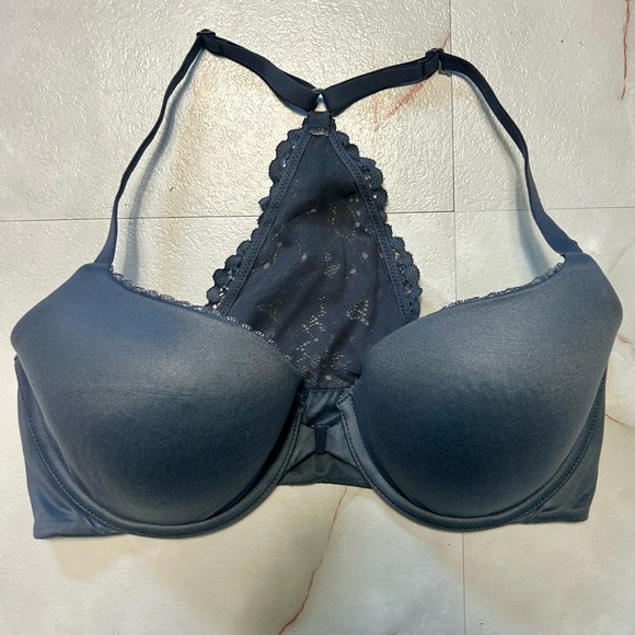 Victoria’s Secret Blue Racerback Lace Bra Size 34DD 34E - Picture 1 of 3